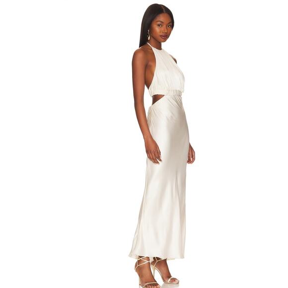 New Free People x Shona Joy Milo Ruched Halter Midi Dress $320 SIZE 4 Ivory - Picture 3 of 7